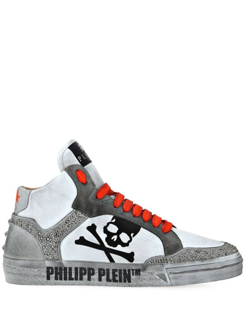 Philipp Plein Strass Retrokickz TM Hi-Top Sneakers - White von Philipp Plein