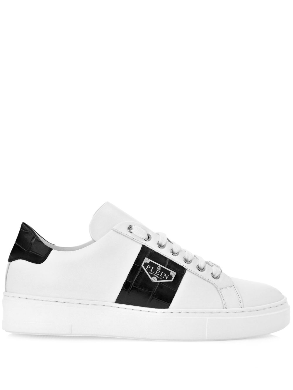 Philipp Plein Triangle Plein-plaque leather sneakers - White von Philipp Plein