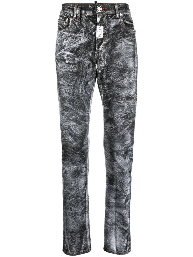 Philipp Plein abstract-print straight-leg jeans - Black von Philipp Plein