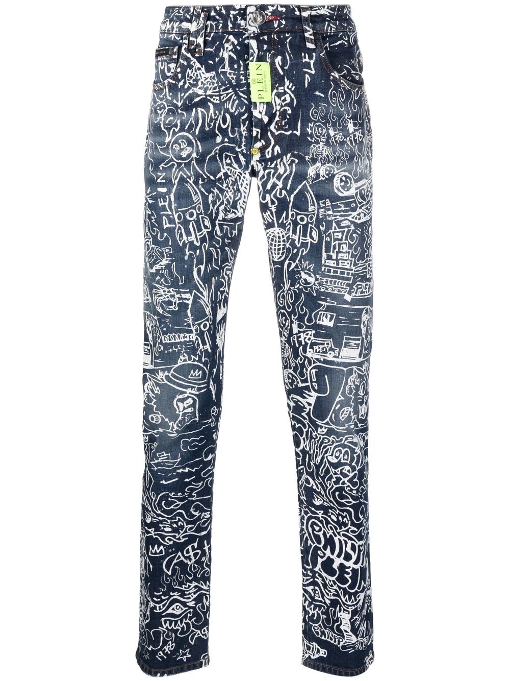 Philipp Plein all-over graphic-print jeans - Blue von Philipp Plein