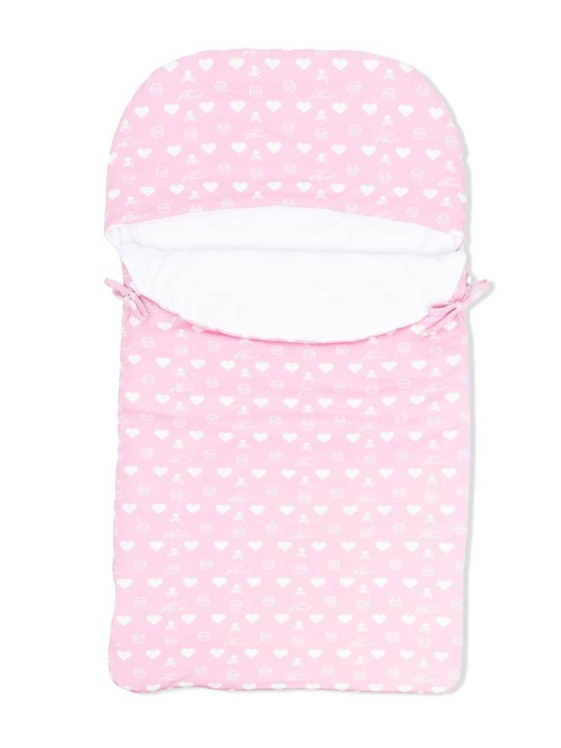 Philipp Plein Junior all-over heart-print sleep bag - Pink von Philipp Plein Junior