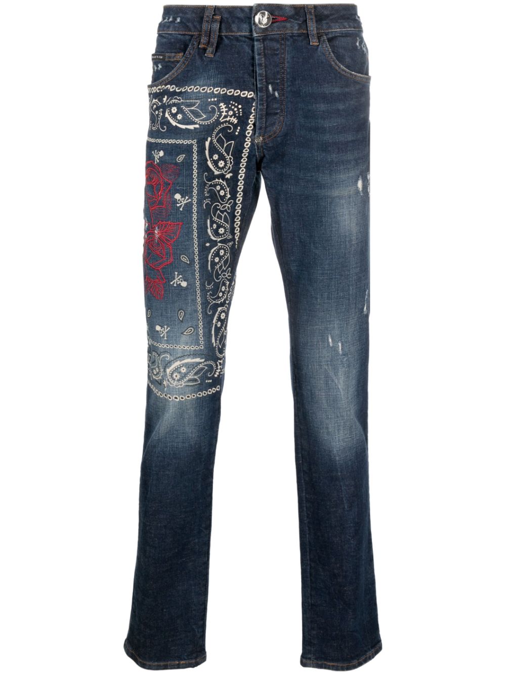 Philipp Plein bandana-print straight-leg trousers - Blue von Philipp Plein