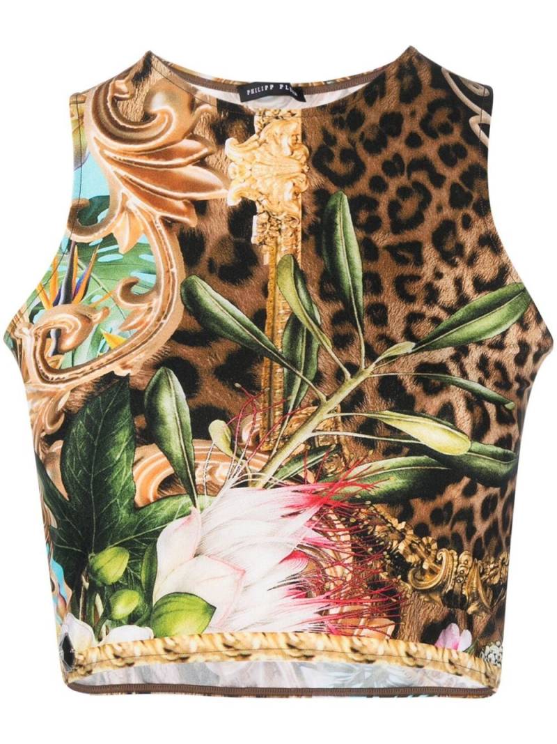 Philipp Plein baroque-flower crop top - Brown von Philipp Plein