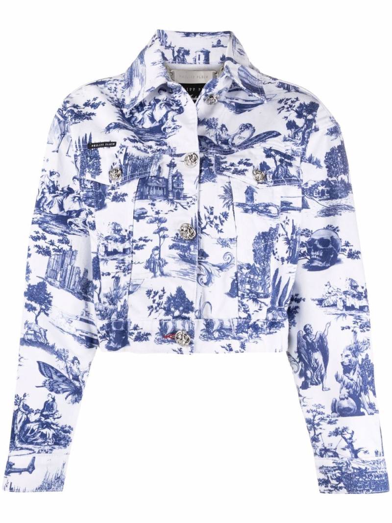 Philipp Plein baroque print denim jacket - White von Philipp Plein