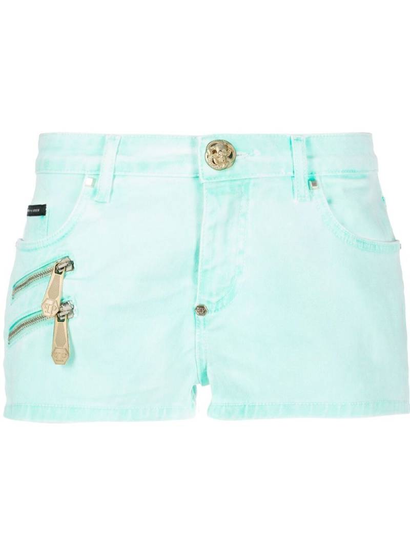 Philipp Plein biker-style denim shorts - Green von Philipp Plein