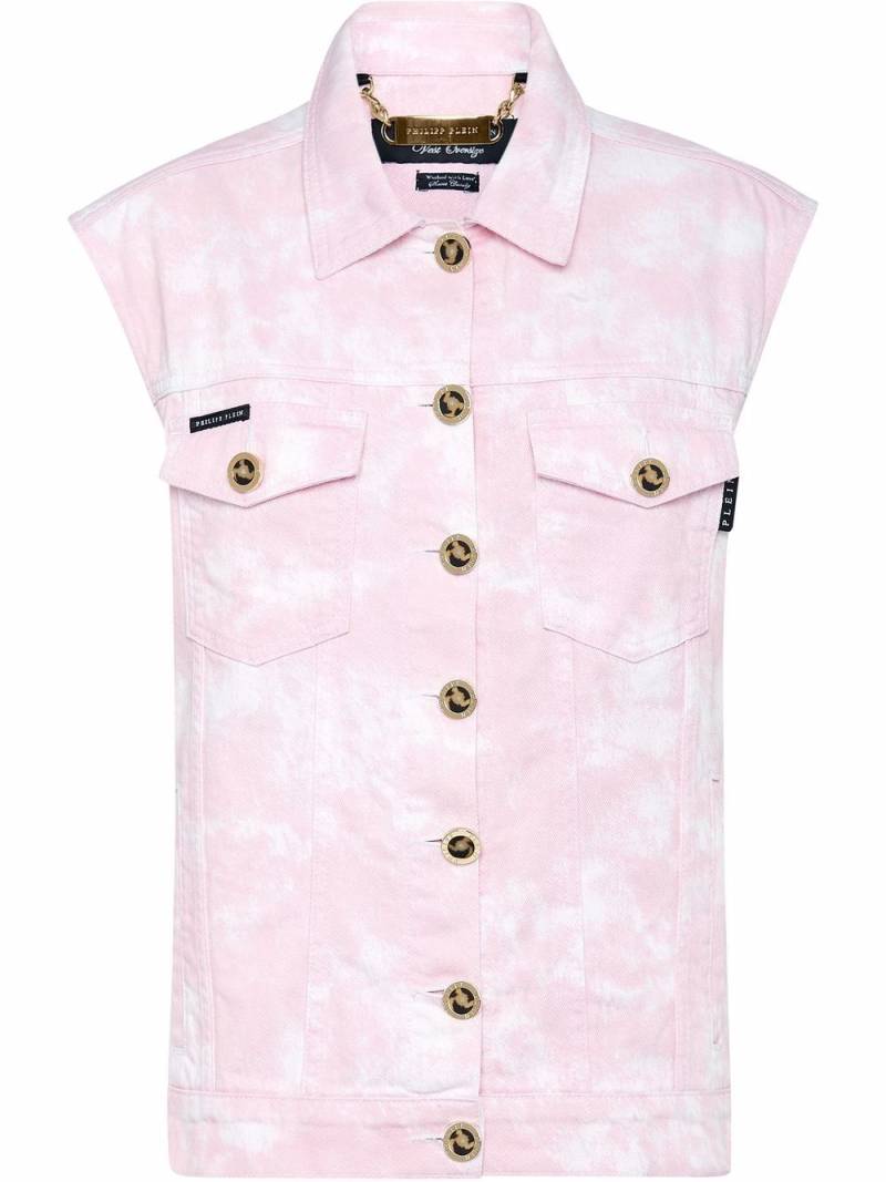 Philipp Plein bleach-effect denim vest - Pink von Philipp Plein