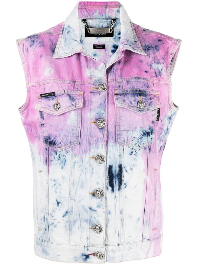 Philipp Plein bleached tie-dye denim jacket - Blue von Philipp Plein