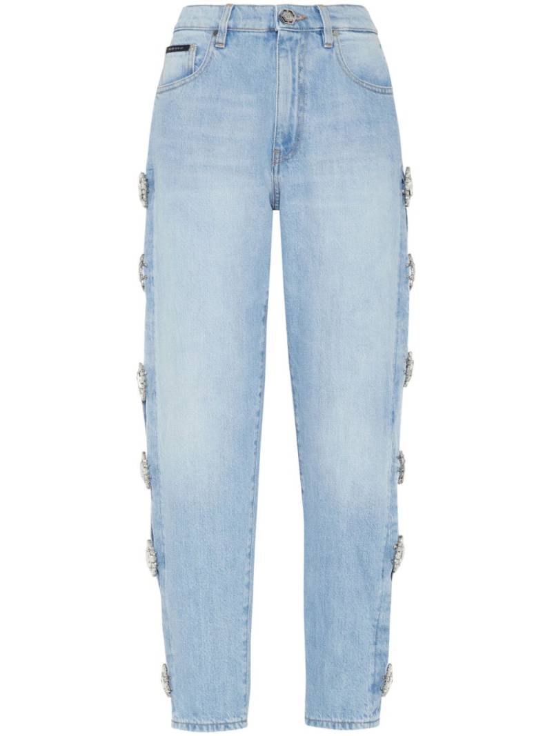 Philipp Plein brooch-detail cut-out jeans - Blue von Philipp Plein