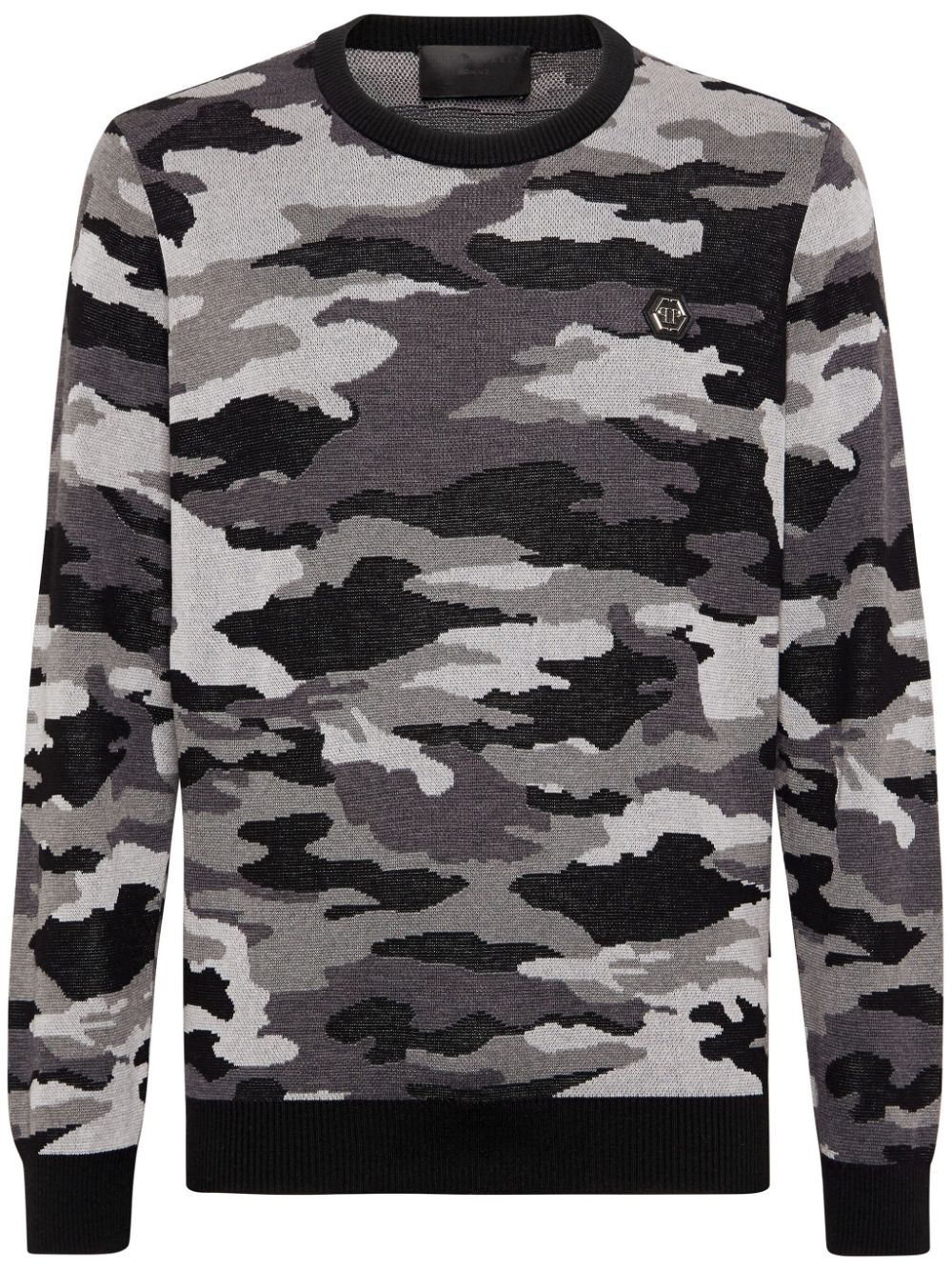 Philipp Plein camouflage-pattern merino jumper - Black von Philipp Plein