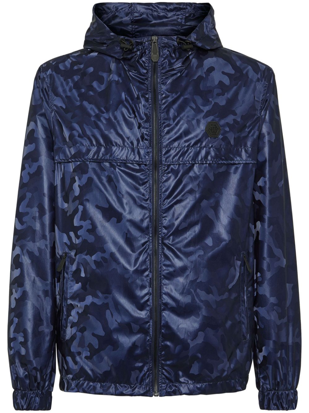 Philipp Plein camouflage-print hooded windbreaker - Blue von Philipp Plein