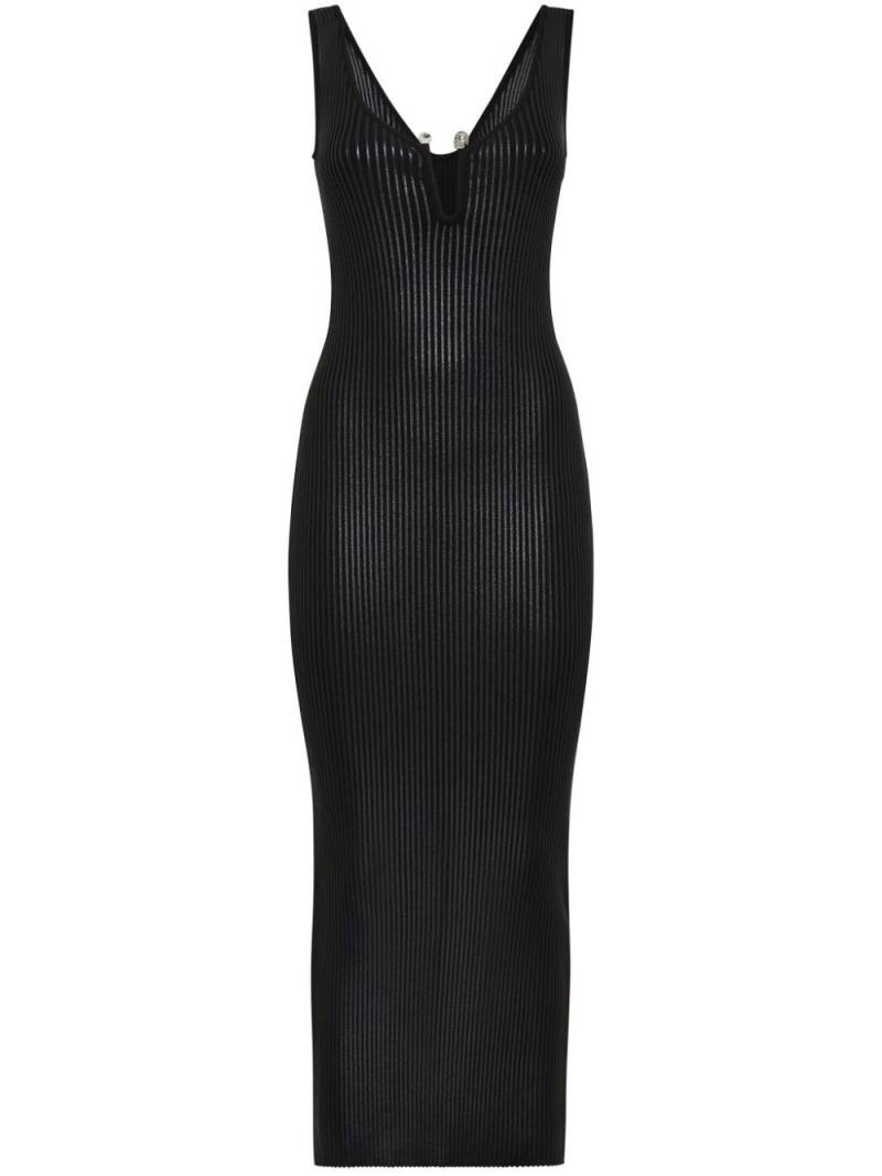 Philipp Plein coated ribbed-knit midi dress - Black von Philipp Plein