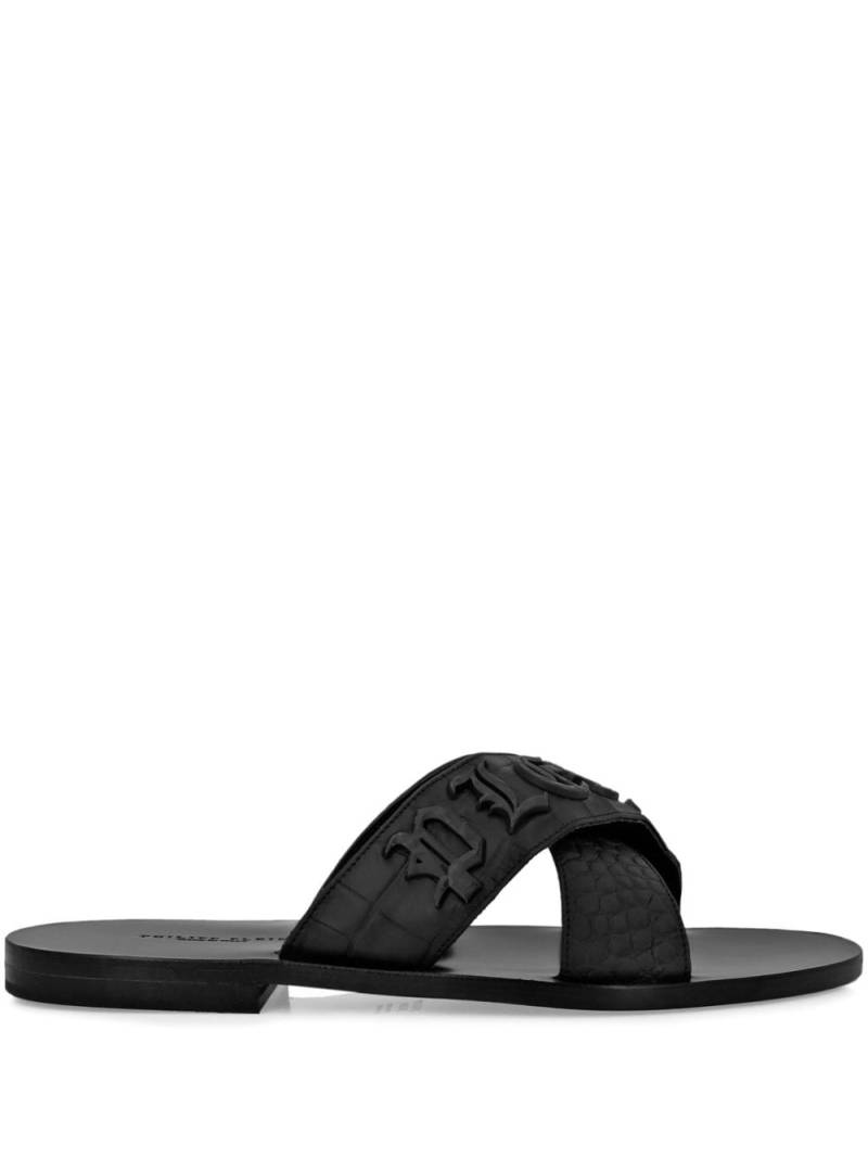 Philipp Plein crocodile-embossed leather sandals - Black von Philipp Plein