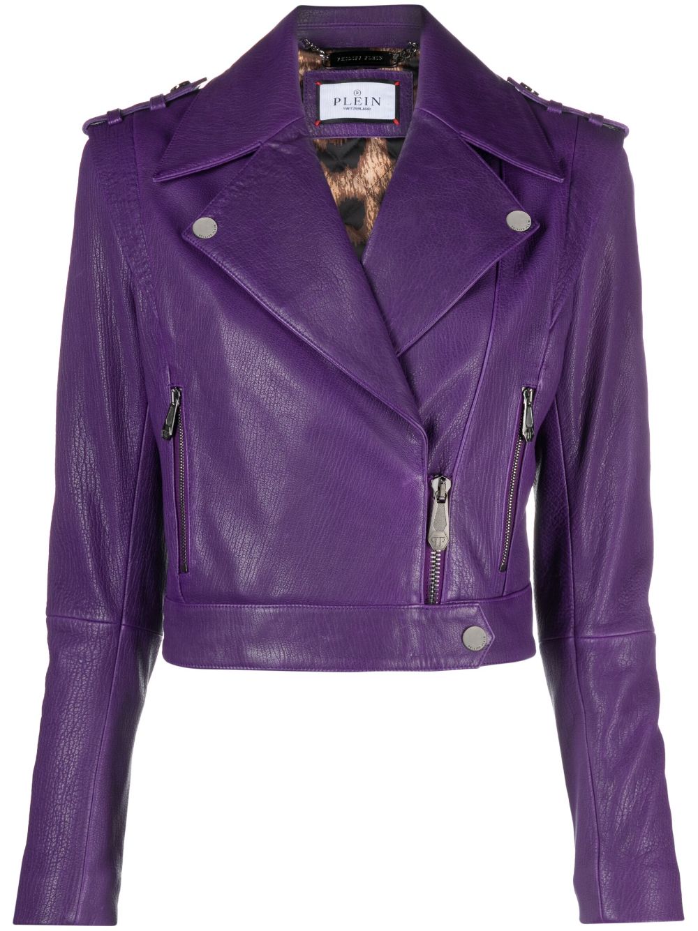Philipp Plein cropped biker jacket - Purple von Philipp Plein