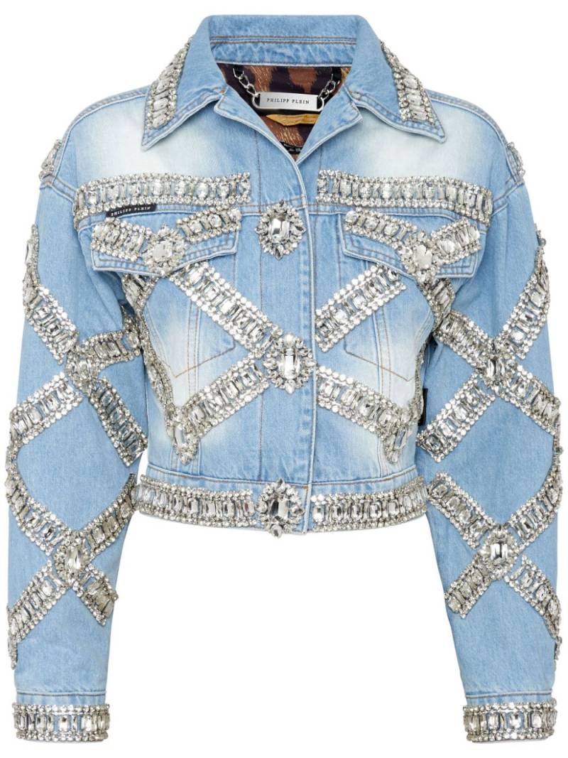 Philipp Plein cropped brooch jacket - Blue von Philipp Plein