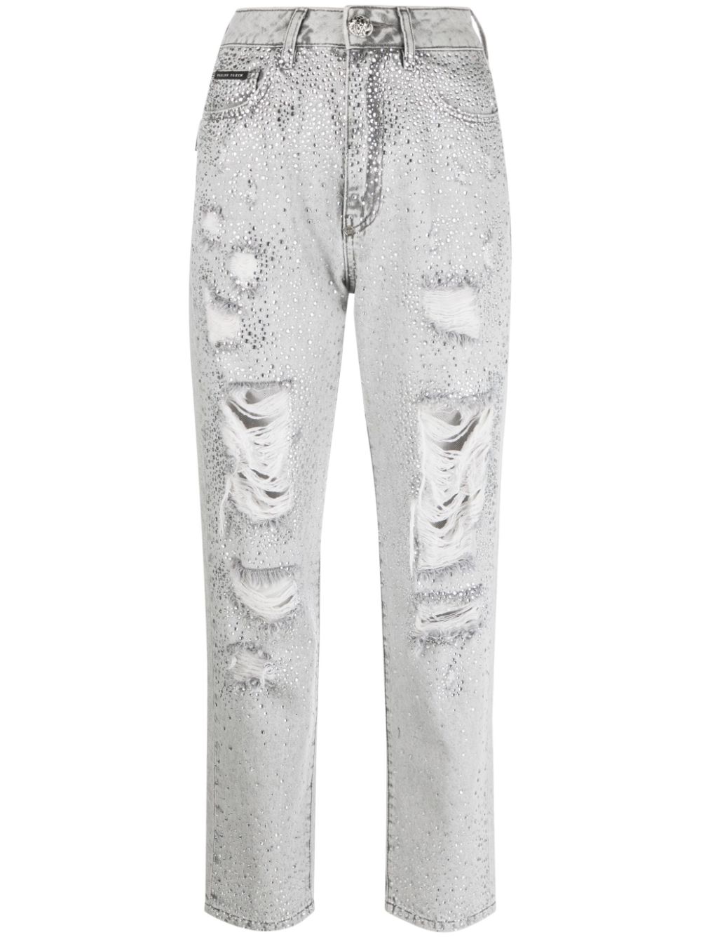 Philipp Plein crystal-embellished boyfriend jeans - Grey von Philipp Plein