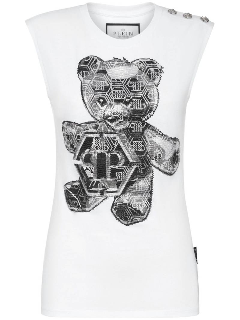 Philipp Plein crystal-embellished cotton tank top - White von Philipp Plein