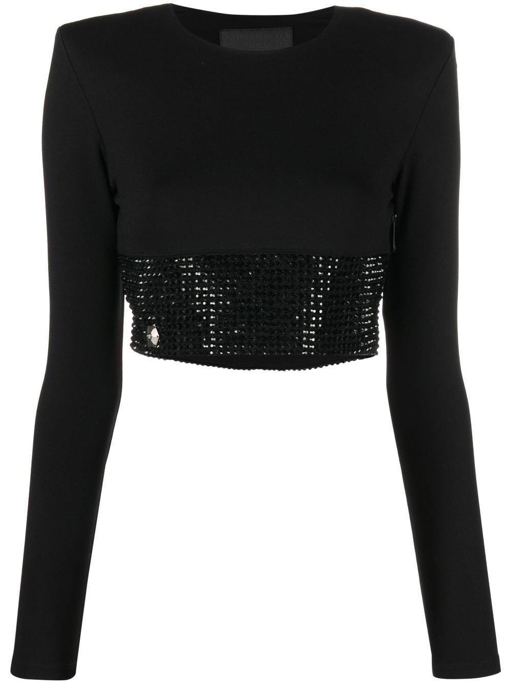 Philipp Plein crystal-embellished cropped long-sleeved top - Black von Philipp Plein