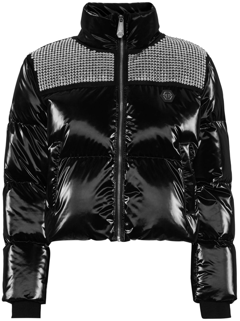 Philipp Plein crystal-embellished cropped puffer jacket - Black von Philipp Plein