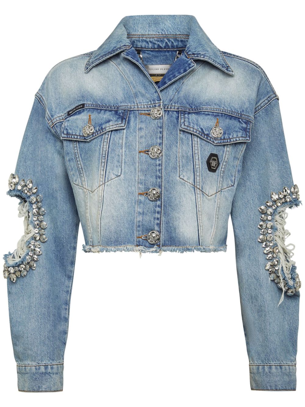 Philipp Plein crystal-embellished denim jacket - Blue von Philipp Plein