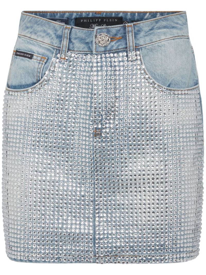 Philipp Plein crystal-embellished denim miniskirt - Blue von Philipp Plein