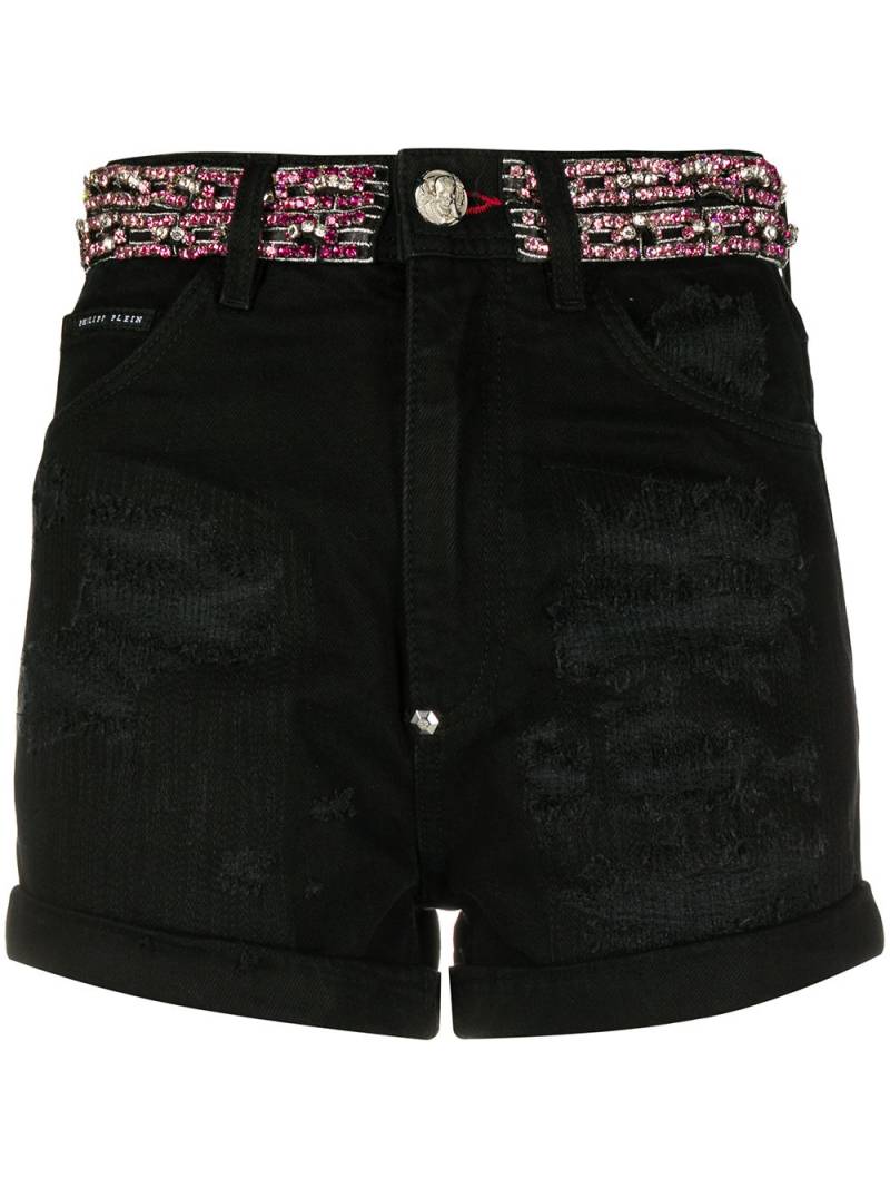 Philipp Plein crystal embellished denim shorts - Black von Philipp Plein