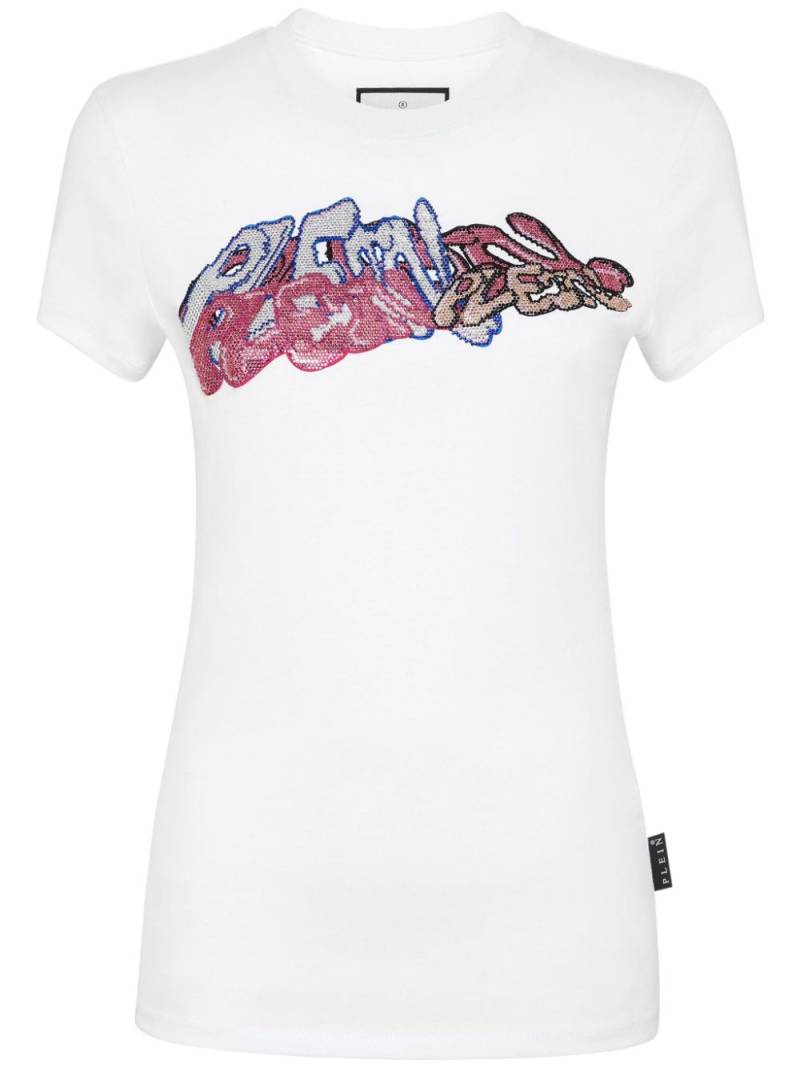 Philipp Plein crystal-embellished graffiti-logo T-shirt - White von Philipp Plein