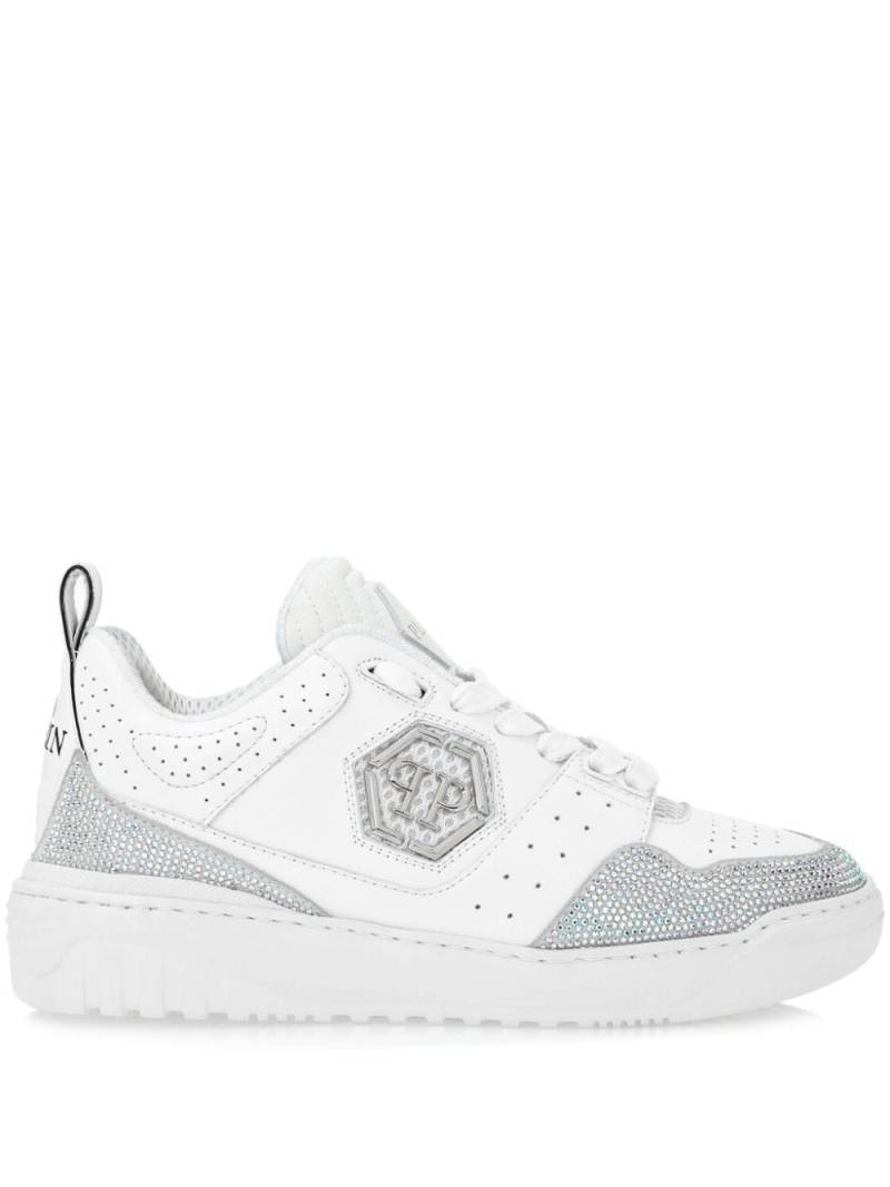 Philipp Plein crystal-embellished leather sneakers - White von Philipp Plein