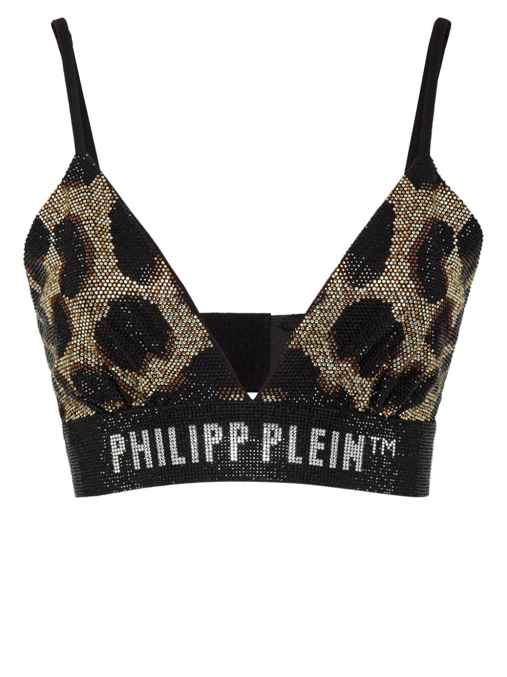 Philipp Plein crystal-embellished leopard-print bra - Black von Philipp Plein