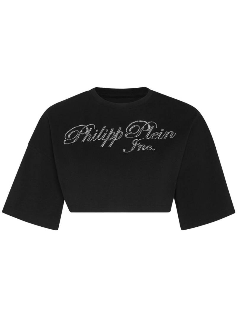 Philipp Plein crystal-embellished logo-print cropped T-shirt - Black von Philipp Plein