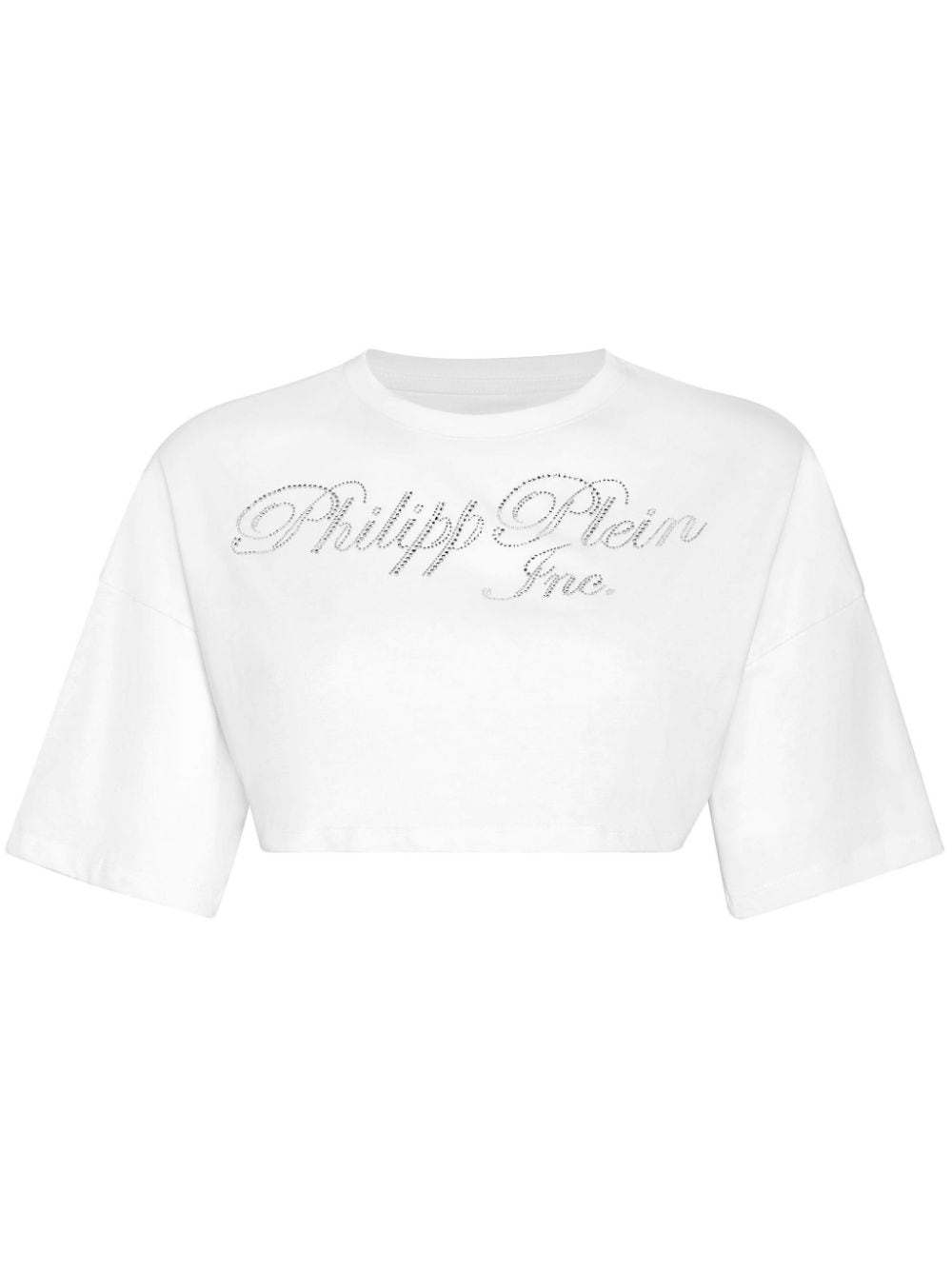 Philipp Plein crystal-embellished logo-print cropped T-shirt - White von Philipp Plein