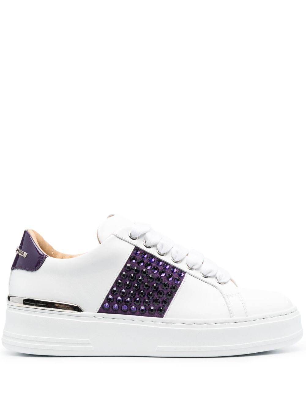 Philipp Plein crystal-embellished low-top leather sneakers - White von Philipp Plein