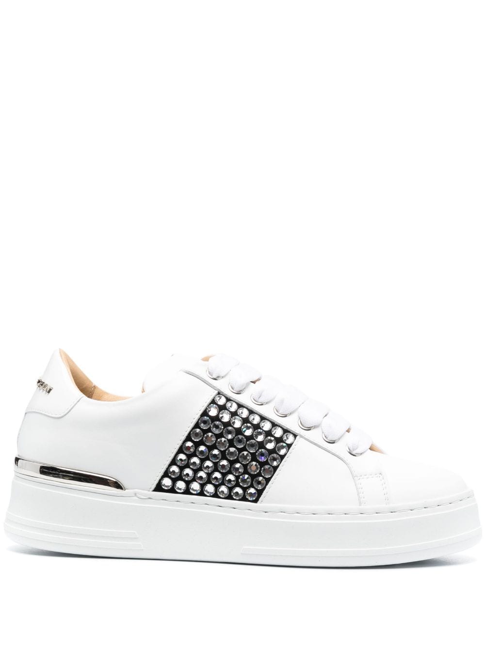 Philipp Plein crystal-embellished low-top leather sneakers - White von Philipp Plein