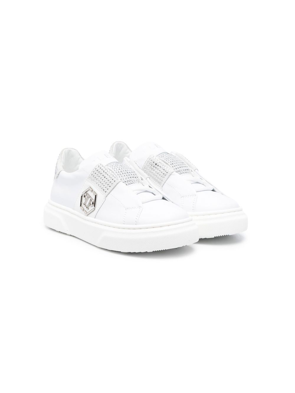 Philipp Plein Junior crystal-embellished low-top sneakers - White von Philipp Plein Junior