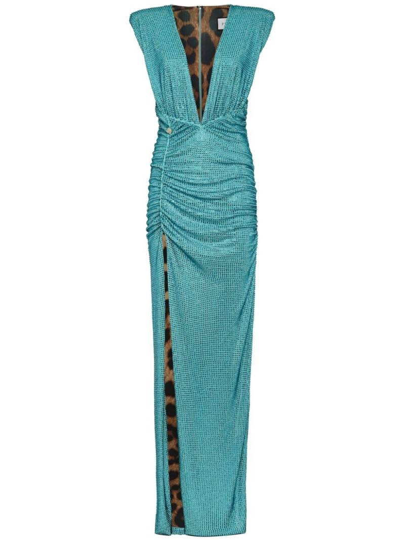 Philipp Plein crystal-embellished ruched maxi dress - Blue von Philipp Plein