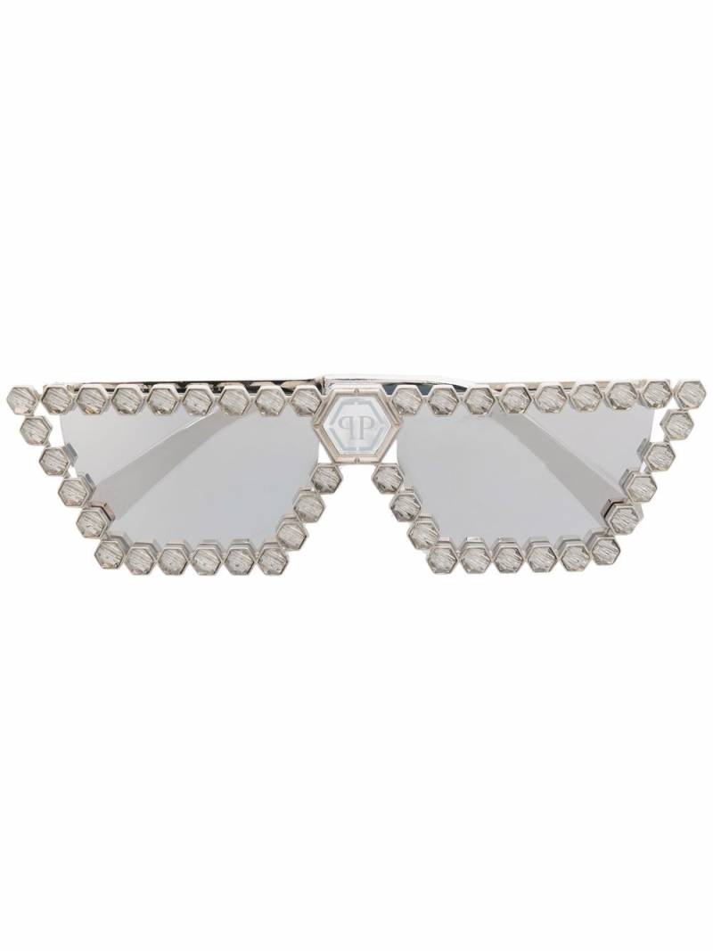 Philipp Plein crystal-embellished square-frame sunglasses - Silver von Philipp Plein