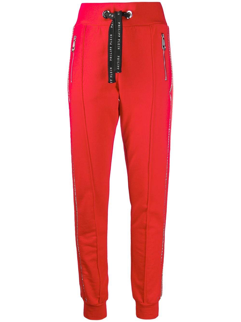 Philipp Plein crystal-embellished strip trackpants - Red von Philipp Plein