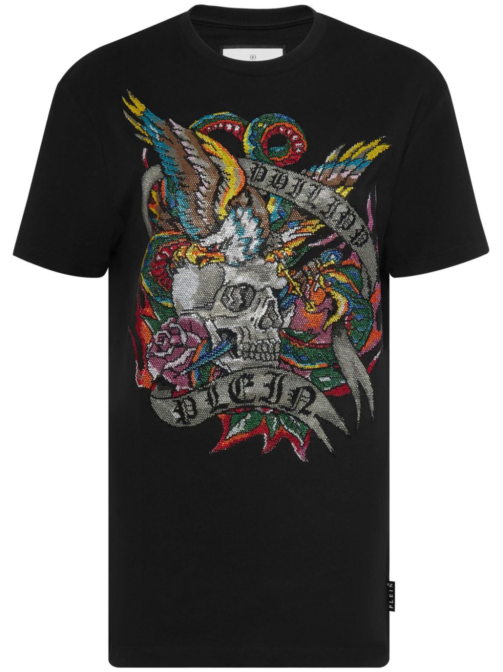 Philipp Plein crystal-embellished tattoo-print T-shirt - Black von Philipp Plein