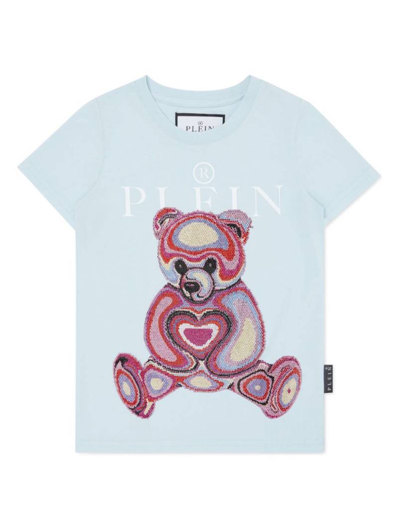 Philipp Plein Junior crystal-embellished teddy bear T-shirt - Blue von Philipp Plein Junior