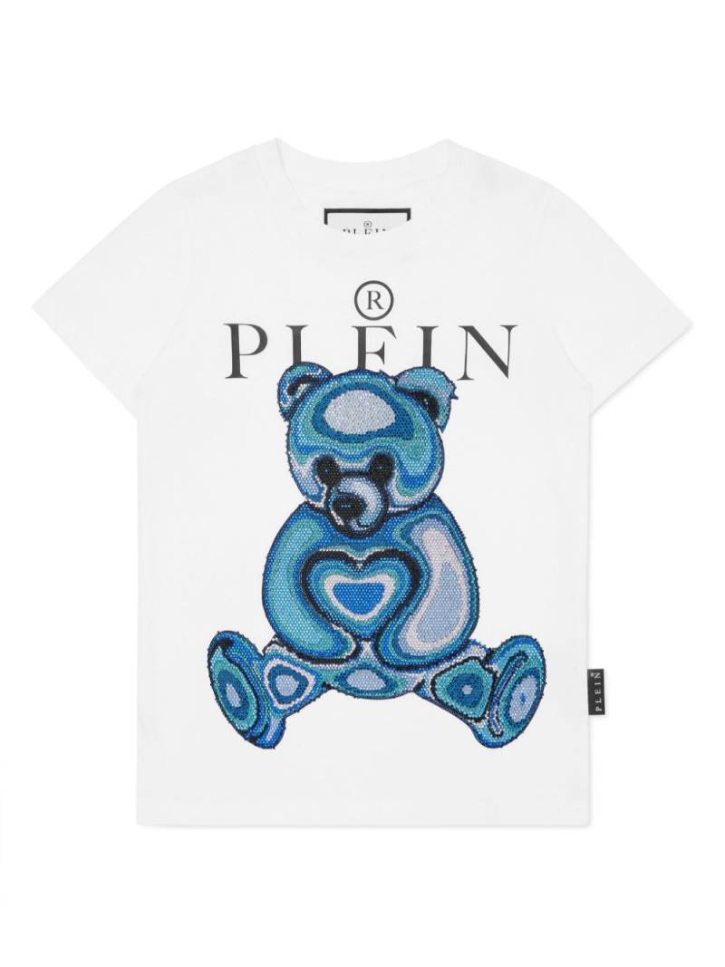 Philipp Plein Junior crystal-embellished teddy bear T-shirt - White von Philipp Plein Junior