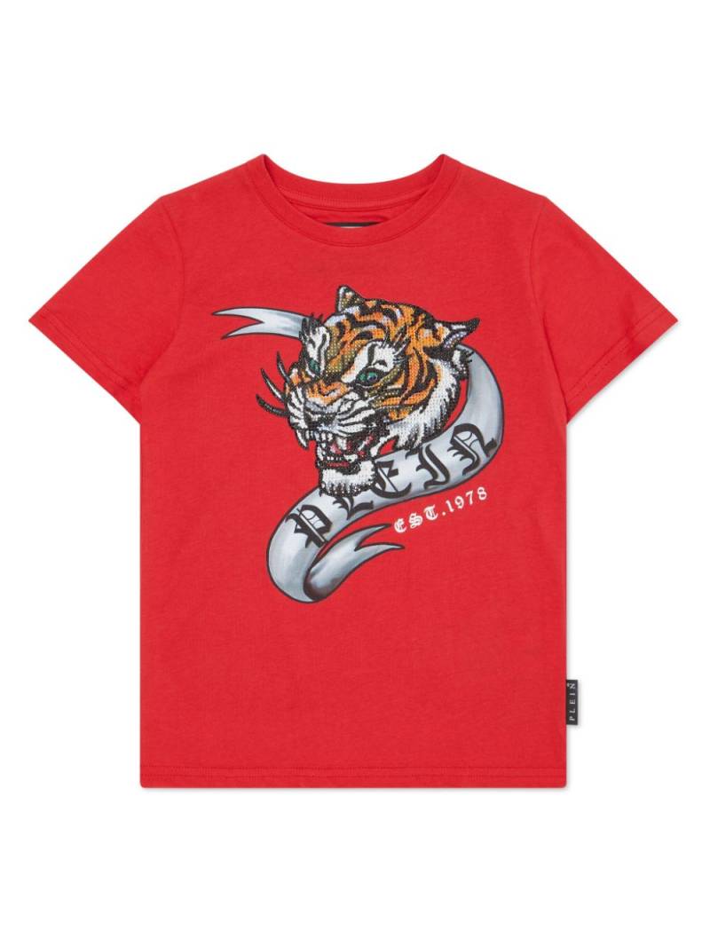 Philipp Plein Junior crystal-embellished tiger T-shirt - Red von Philipp Plein Junior