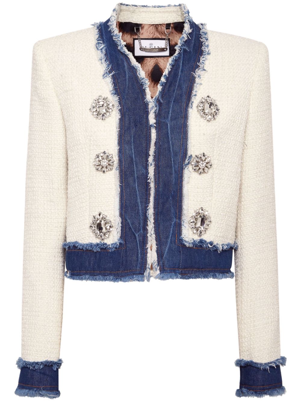 Philipp Plein crystal-embellished tweed jacket - White von Philipp Plein