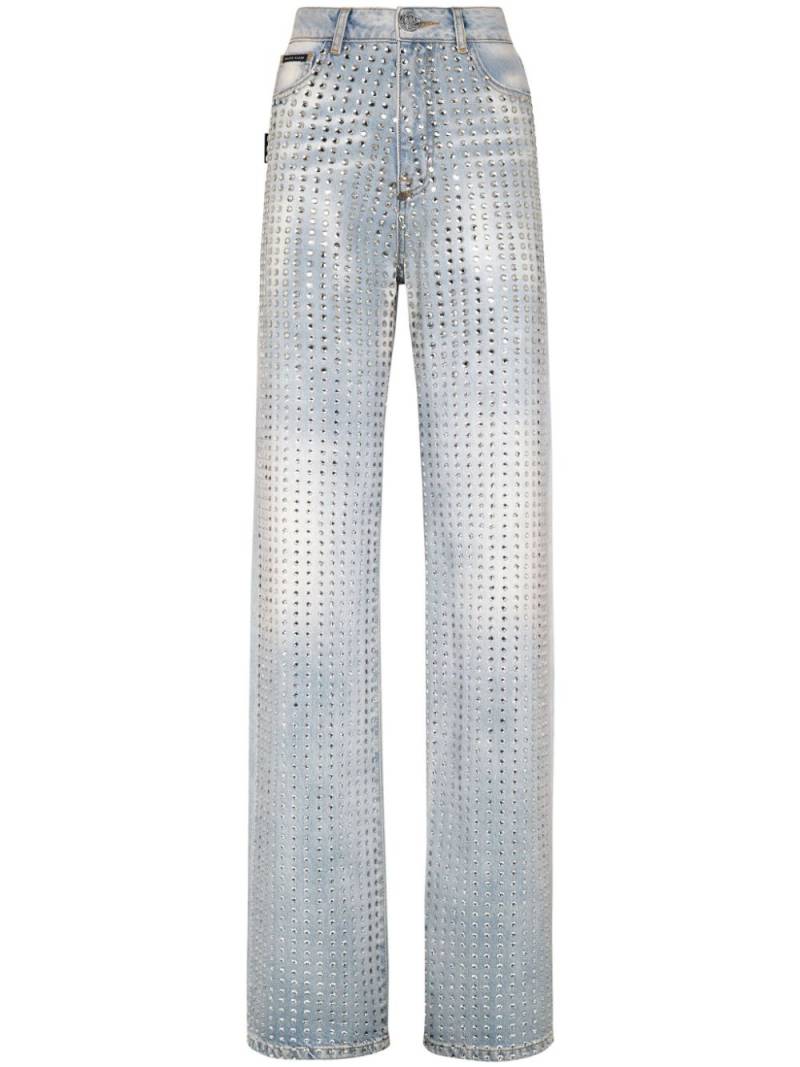 Philipp Plein crystal-embellishment pinstripe jeans - Blue von Philipp Plein