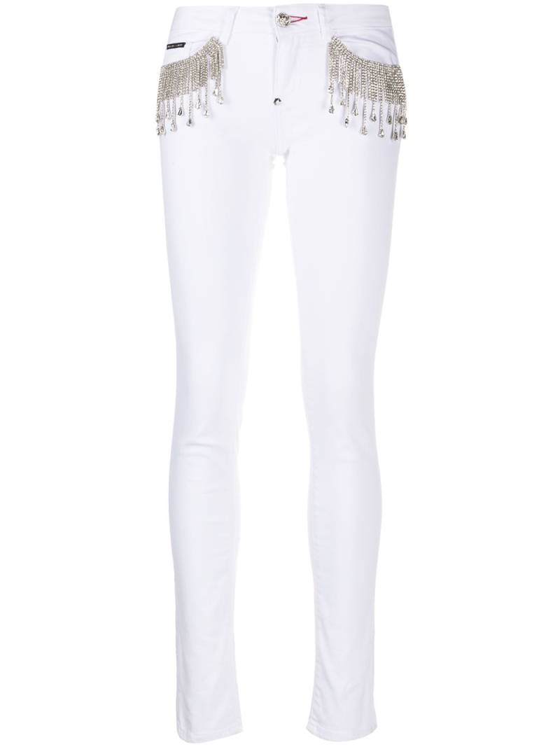 Philipp Plein crystal-fringe slim-fit jeans - White von Philipp Plein