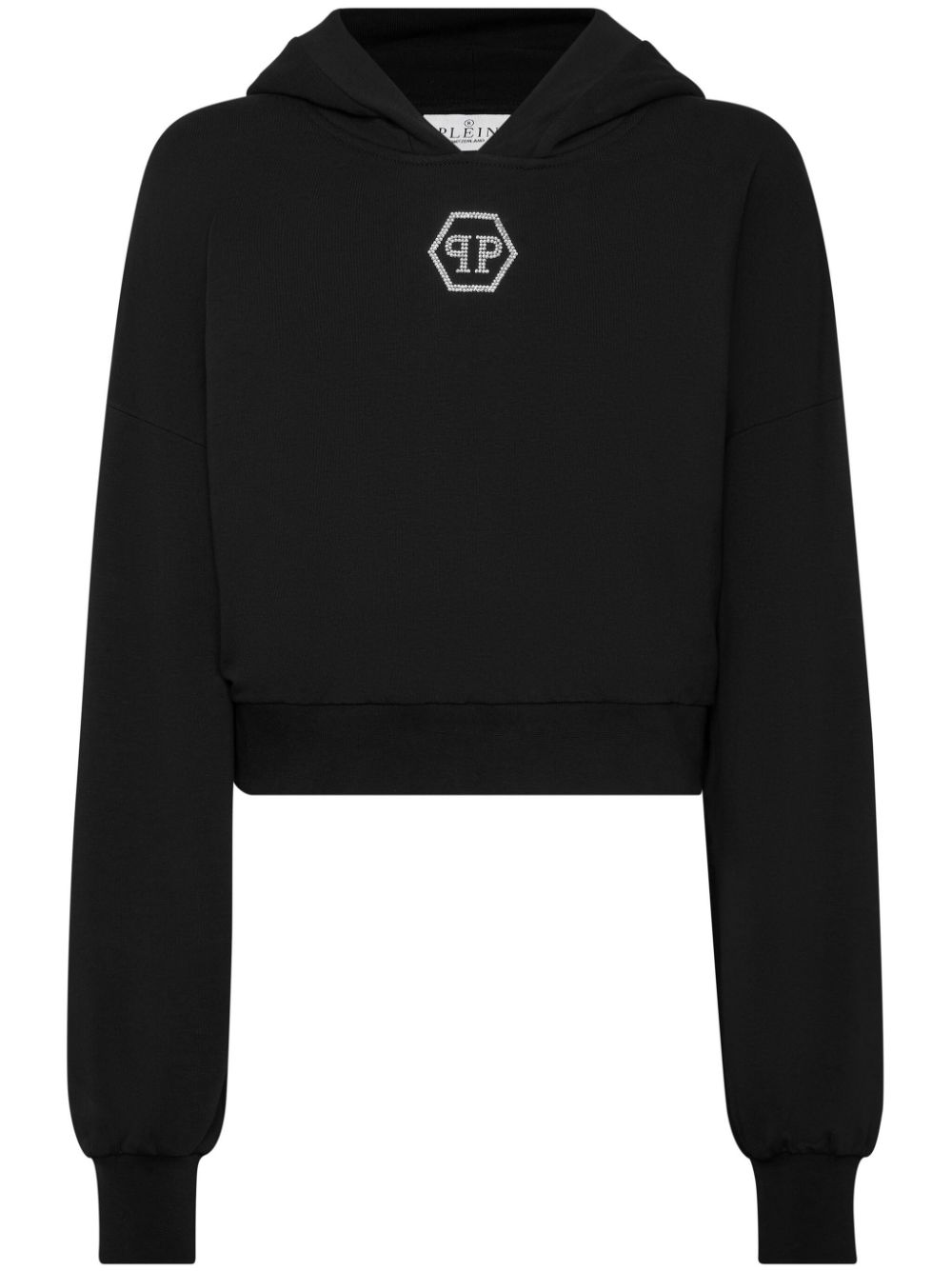 Philipp Plein crystal-logo cropped hoodie - Black von Philipp Plein