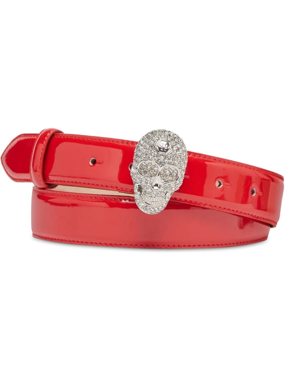 Philipp Plein crystal skull leather belt - Red von Philipp Plein