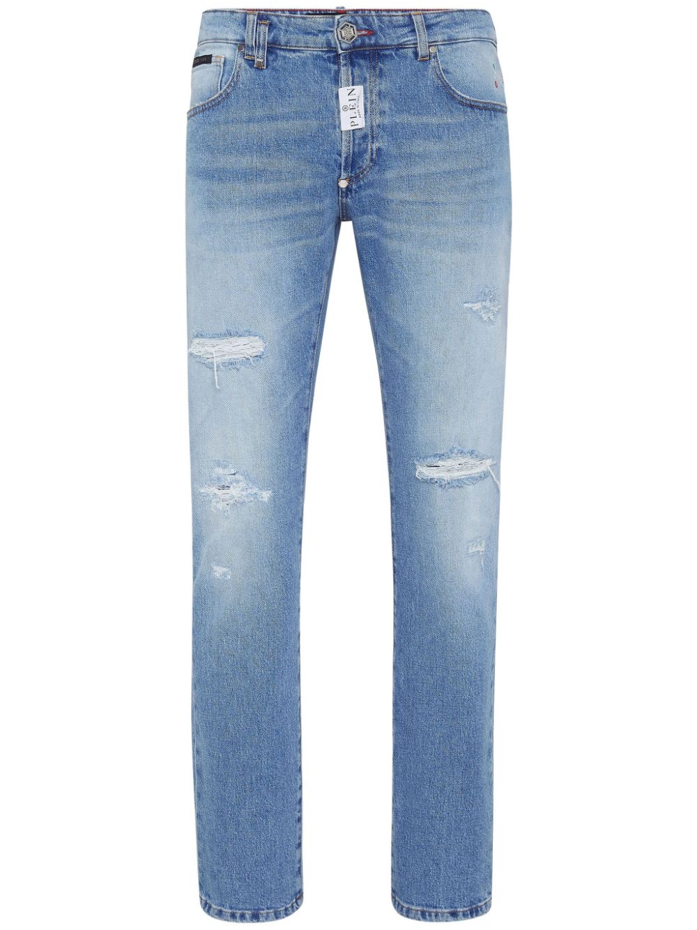 Philipp Plein distressed-effect straight-leg jeans - Blue von Philipp Plein