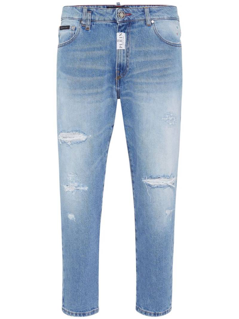 Philipp Plein distressed-effect straight-leg jeans - Blue von Philipp Plein