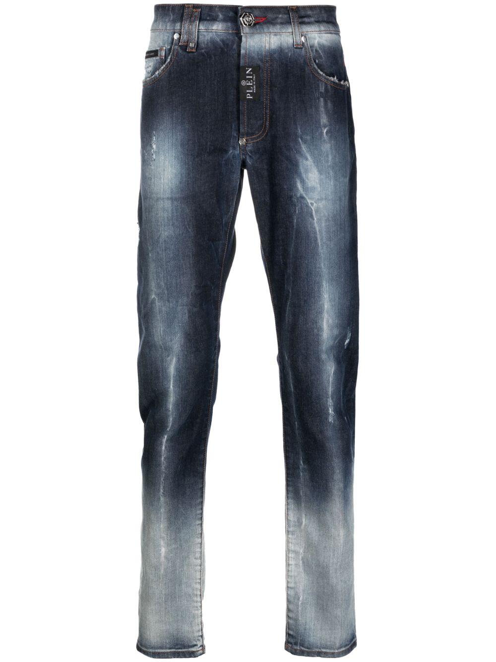 Philipp Plein distressed straight-leg jeans - Blue von Philipp Plein