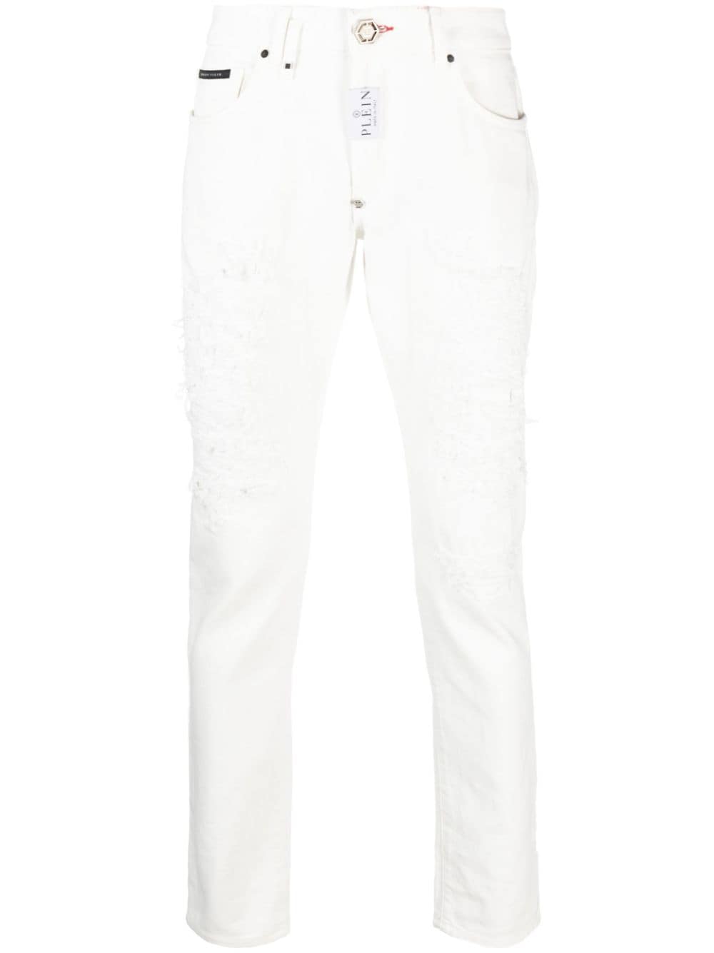 Philipp Plein distressed straight-leg jeans - White von Philipp Plein