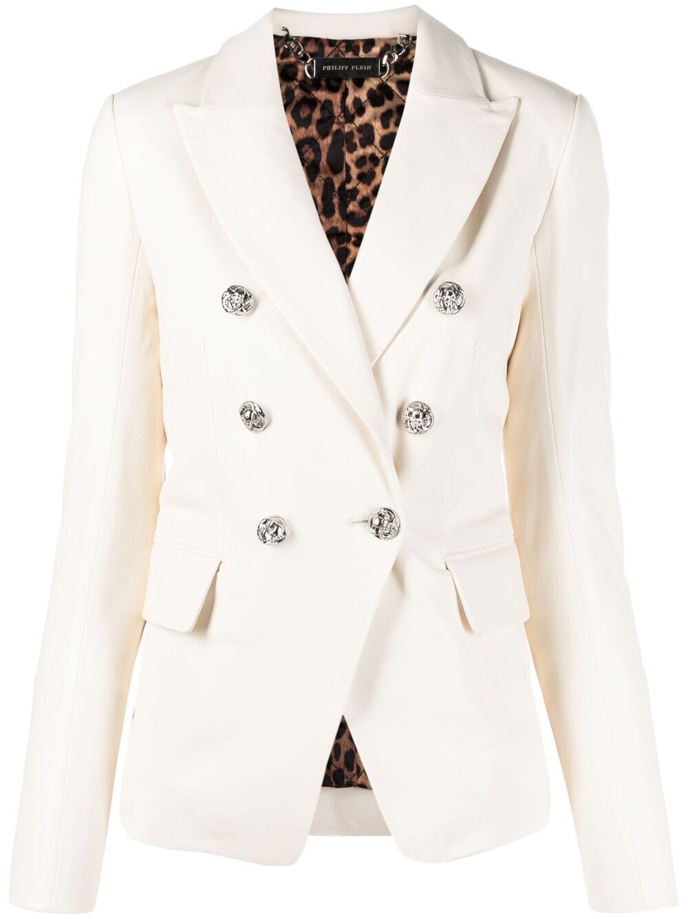 Philipp Plein double-breasted leather blazer - Neutrals von Philipp Plein